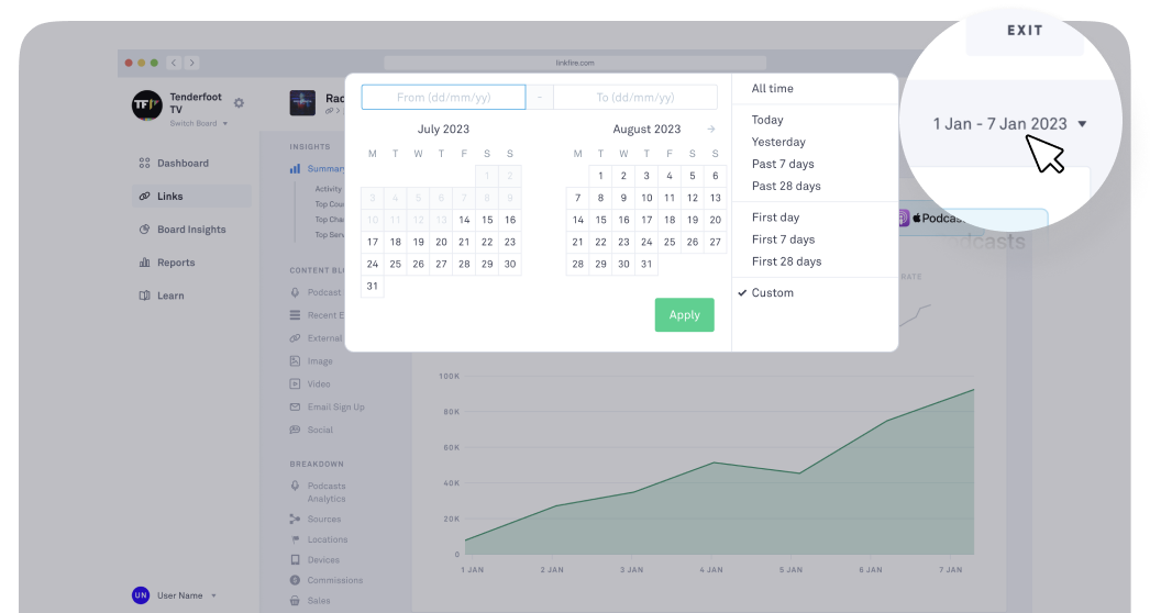 Linkfire for podcasts - Insights navigation.png